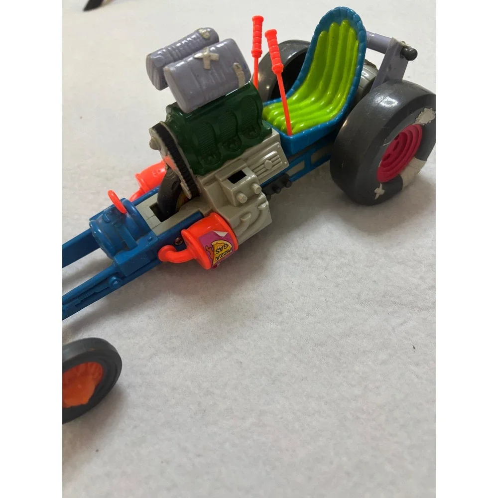 Vintage TMNT Pizza Powered Dragster Vehicle Playmates 1990s Blue Green Orange